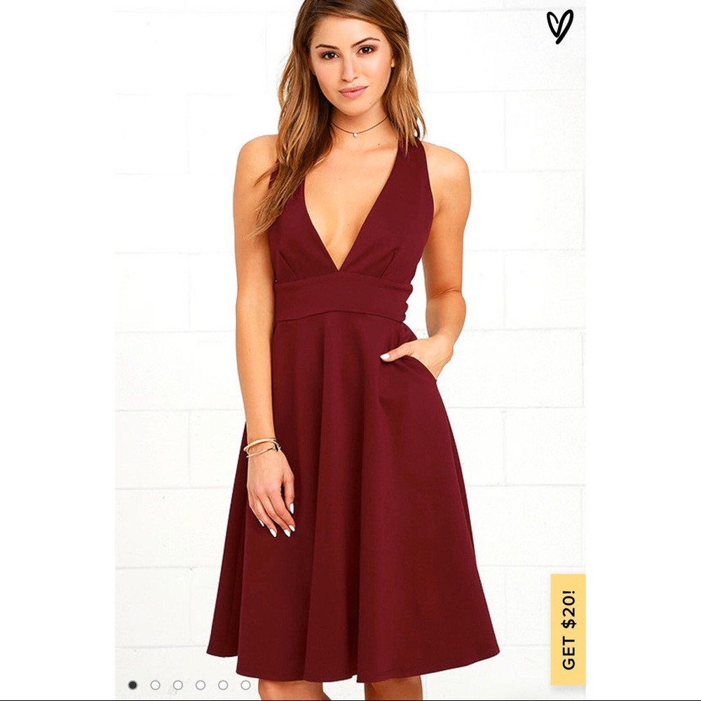Lulus Finesse Burgundy Midi Dress